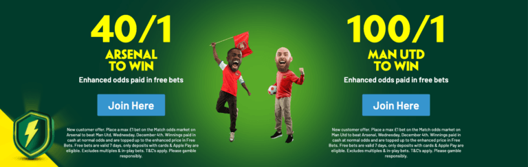Paddy Power Welcome Offer – Get 40/1 On Arsenal To Win Or 100/1 On Man Utd To Win In Arsenal vs Manchester Utd